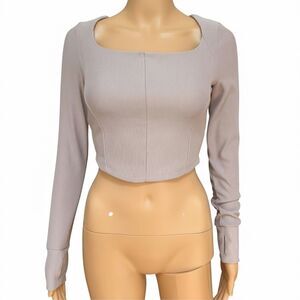 Move Theology Long Sleeve Square Neck Activewear Crop Top size XS